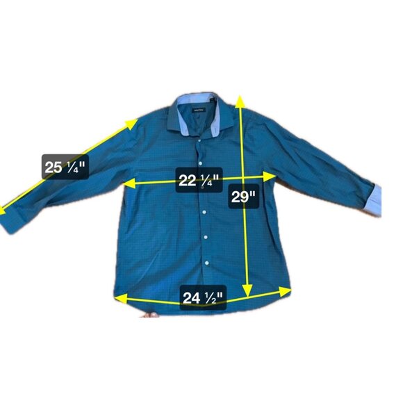 Nautica Shirt Mens XL Blue Plaid Flip Cuff Long Sleeve Button-Down Sz 17 - Picture 8 of 8